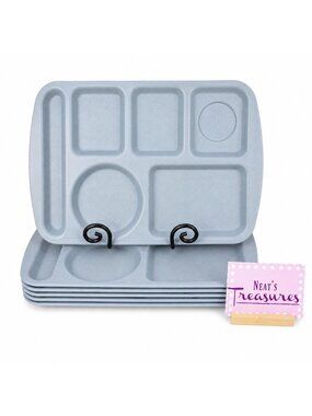 Prolonware By Prolon Solid Blue Rectangular Cafeteria School Lunch Tray Set 6
